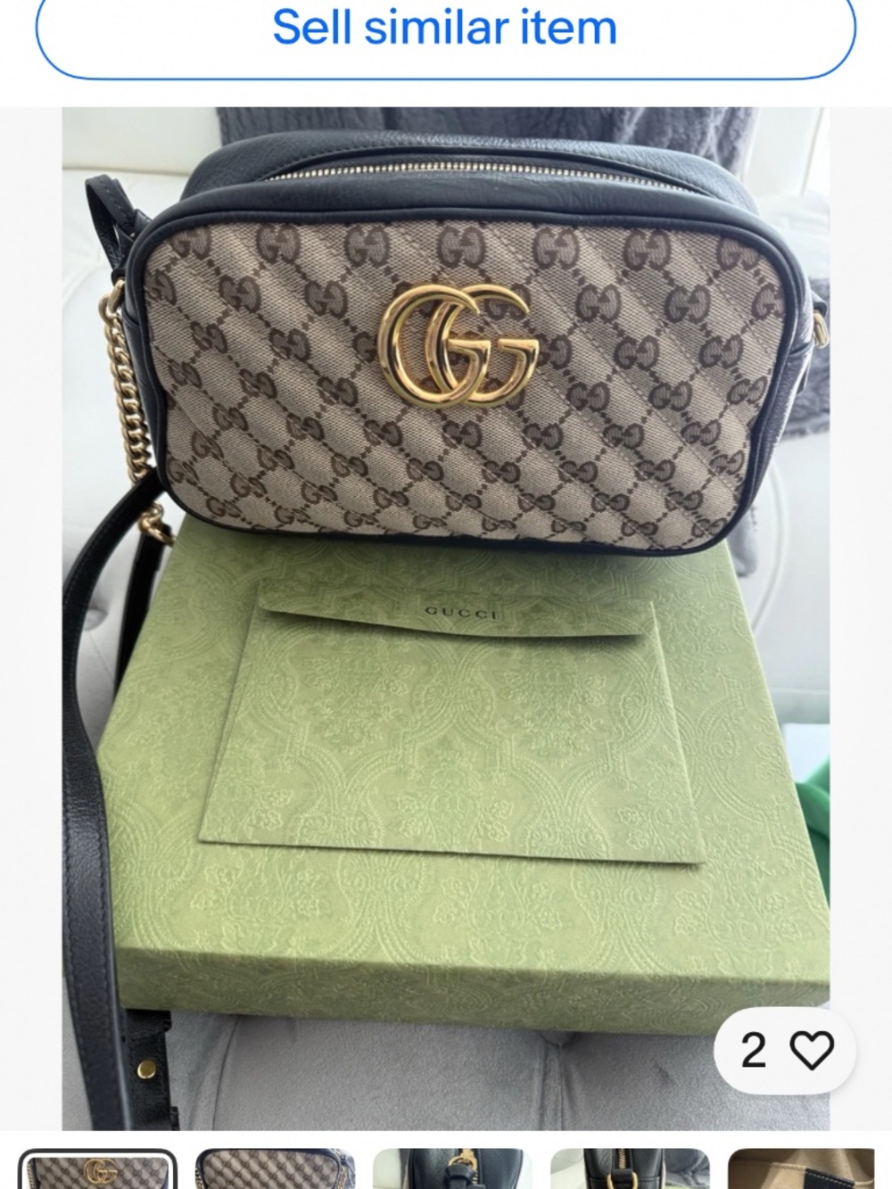 Gucci GG Monogram Beige Black Shoulder Bag